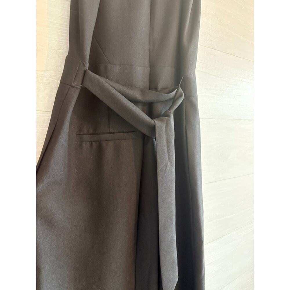 Banana Republic Black Crepe Halter Top Jumpsuit Super Wide Legs Pockets 0 - Picture 6 of 10